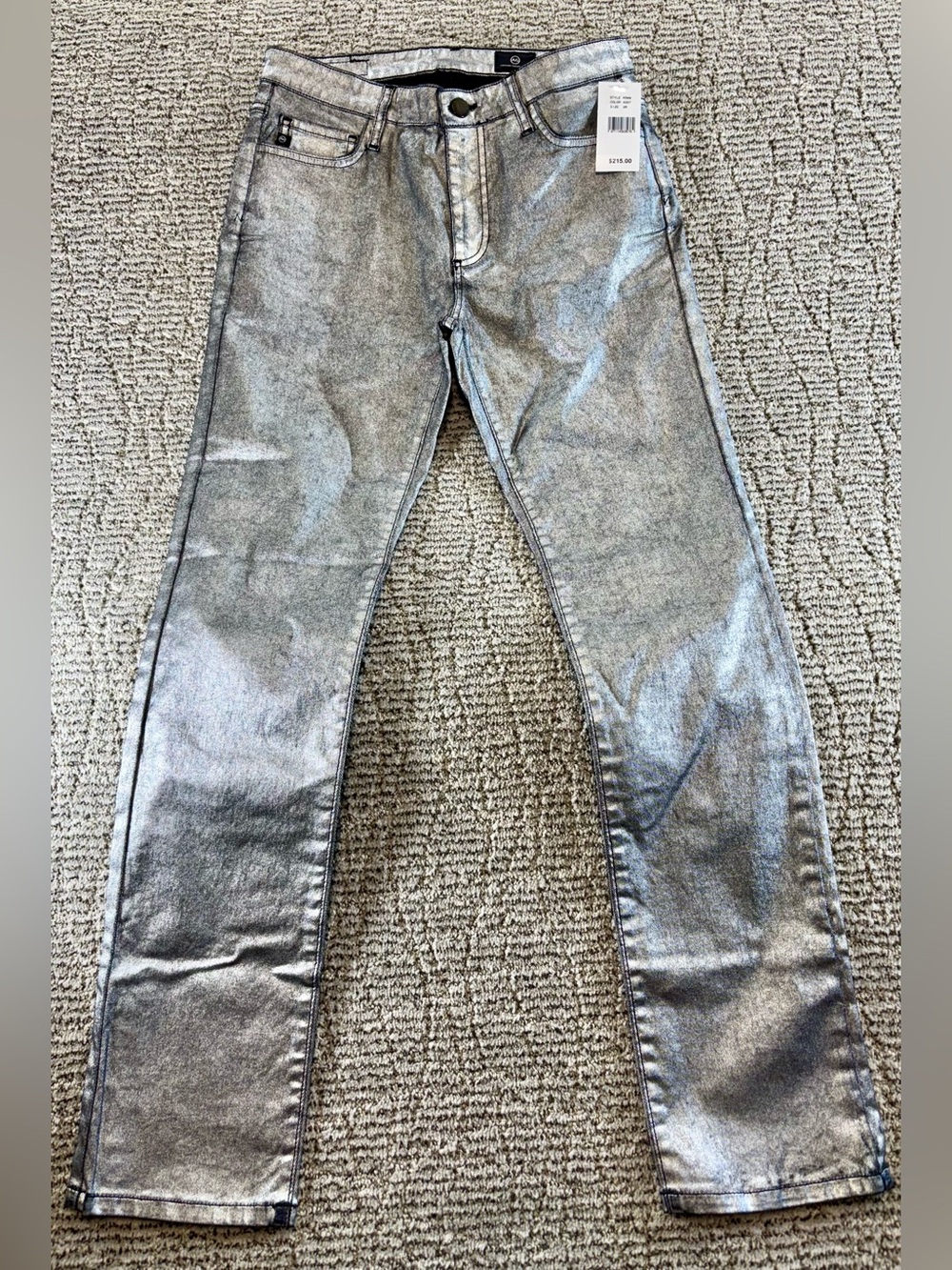 NEW AG Adriano Goldschmied Size 26 Silver Foul Mari Mid Rise Slim Straight Jeans